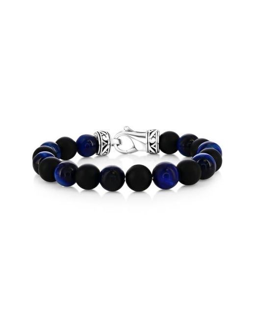 Black Jack Jewelry Blue Onyx & Tiger's Eye Beaded Bracelet for men