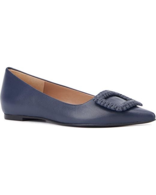 Aquatalia Blue Jena Pointed Toe Flat