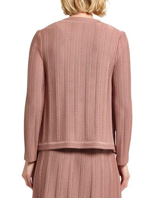 Misook Pink Heritage Braided Cable Soft Knit Jacket