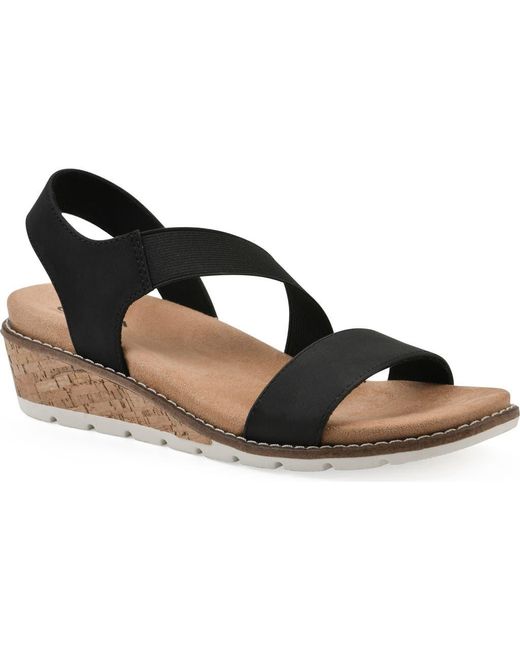 White Mountain Black Tinnley Wedge Sandal