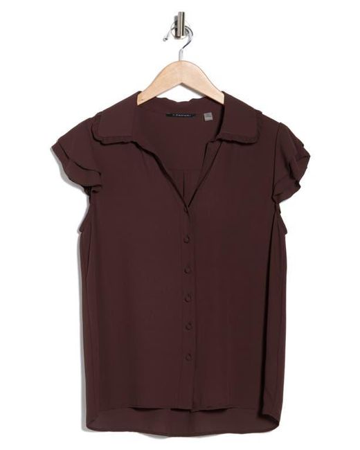 Tahari Tiered Flutter Sleeve Button-Up Shirt