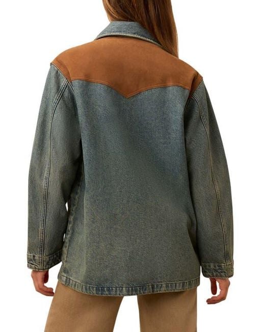 Faherty Brand Green Denim & Suede Jacket