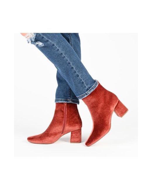 Journee Collection Red Hazara Block Heel Bootie