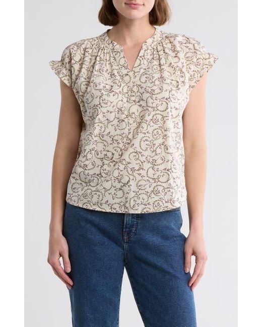 Melrose and Market Blue Flutter Sleeve Cotton Top