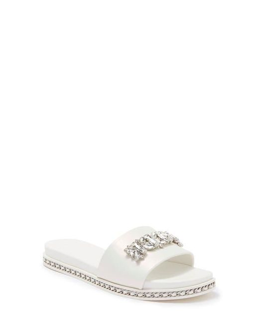 Karl Lagerfeld White Bijou Crystal Slide Sandal