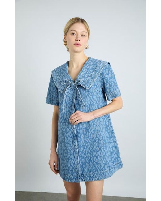 goldie dress denim leopard laser Damson Madder + Goldie Dress Leopard Laser