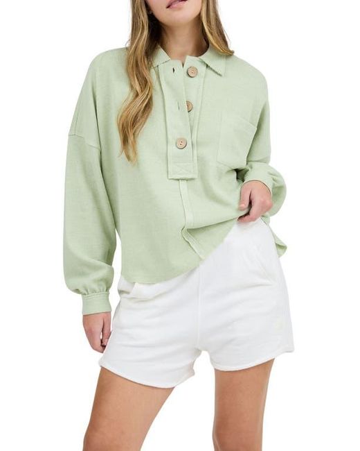Blu Pepper Green Button Placket Sweater Top