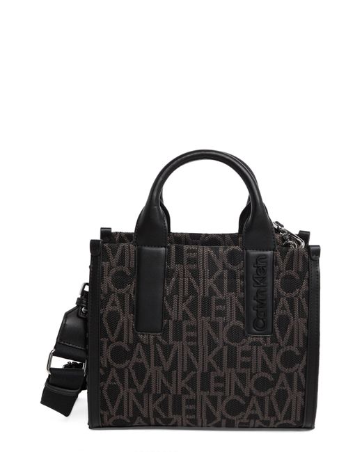 Calvin Klein Nyra Jacquard Satchel Bag in Black Lyst