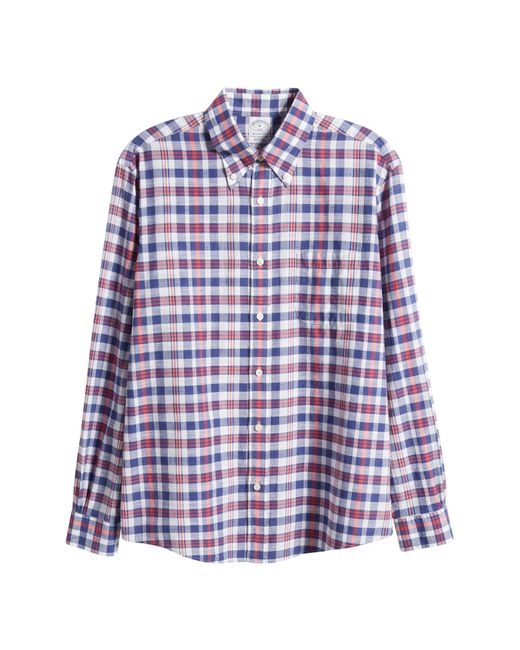 Brooks Brothers Blue Regent Fit Plaid Madras Button-down Shirt for men