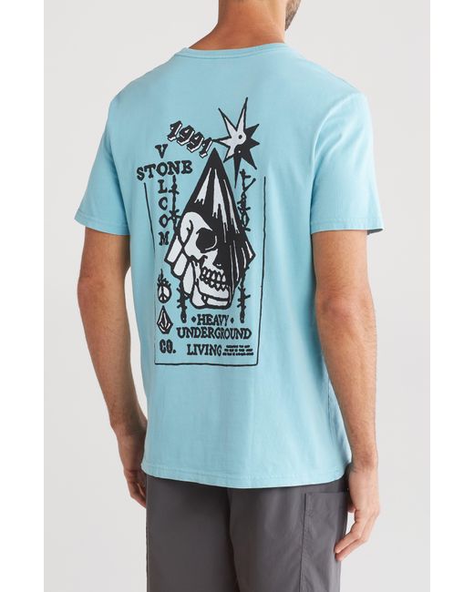 Volcom Blue Heavy Lifting Graphic T-shirt for men