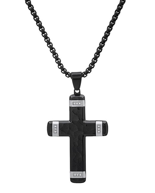 HMY Jewelry Black Two-tone Cross Pendant Necklace for men