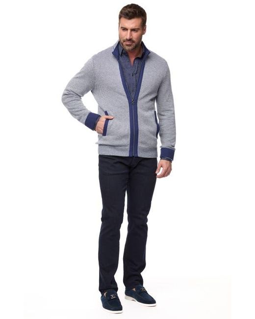 Robert Graham Blue Stefan Zip-Up Sweater for men