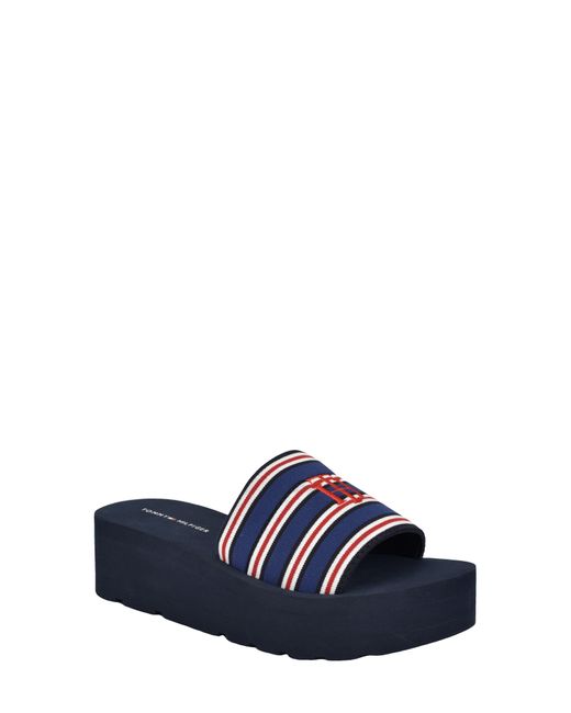 Tommy Hilfiger Blue Stripe Platform Slide Sandal