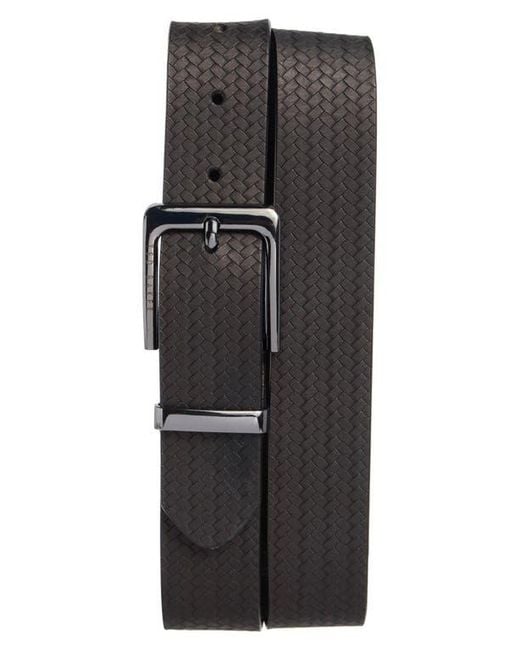 Ted Baker Black Reversible Embossed Leather Belt for men