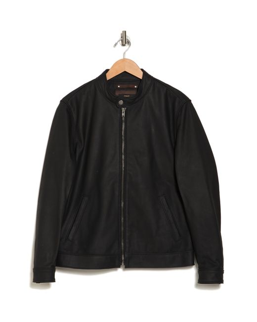 Frye Black Cafe Leather Racer Jacket for men