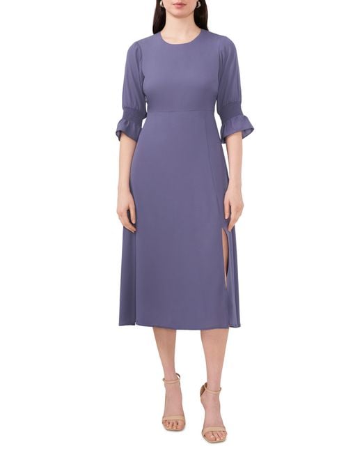 Halogen® Purple Ruffle Cuff Midi Dress