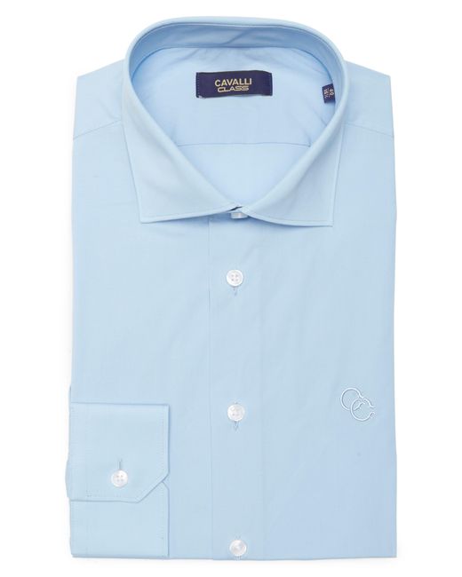 Class Roberto Cavalli Blue Comfort Fit Cotton Dress Shirt for men