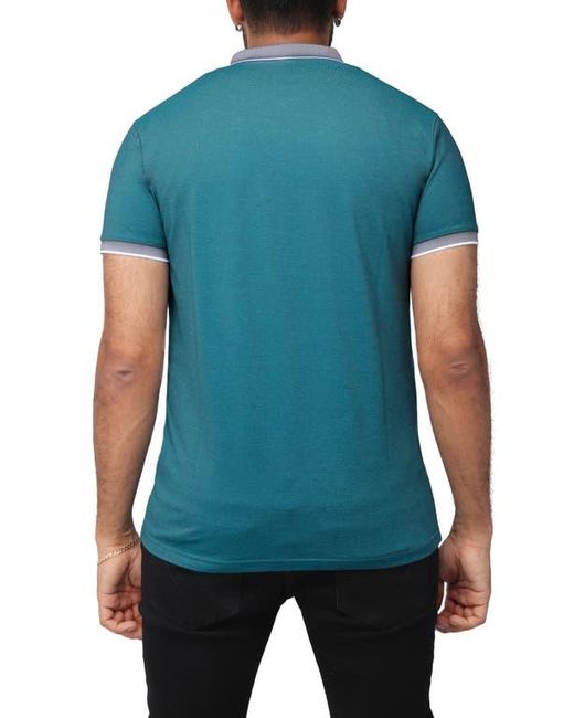 Xray Jeans Blue Striped Knit Polo Shirt for men