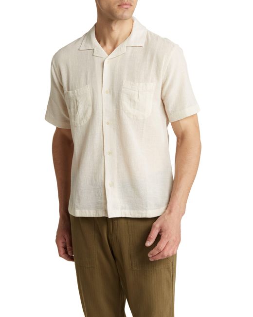 Corridor NYC White High Twist Horseshoe Cotton Short Sleeve Button-up Camp Shirt for men