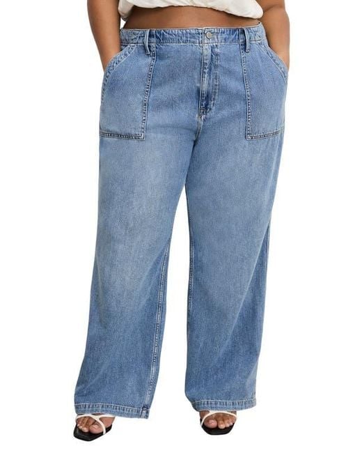 GOOD AMERICAN Blue Lite Drawstring Jeans