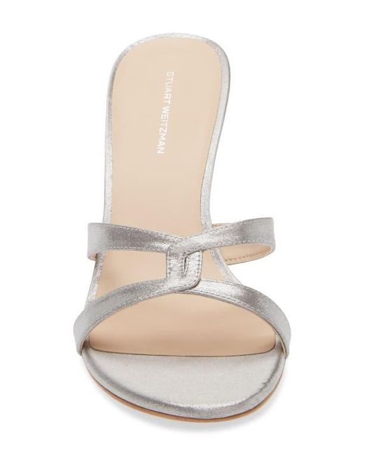 Stuart Weitzman White Soiree Sleek 75 Sandal