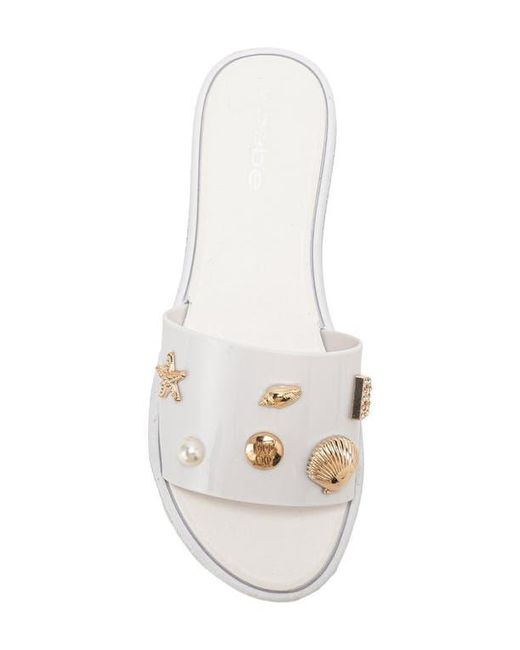 Bebe White Charm Slide Sandal