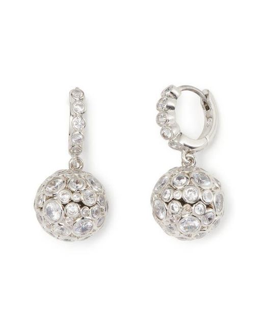 Kate Spade White Cubic Zirconia Sphere Huggie Hoop Earrings
