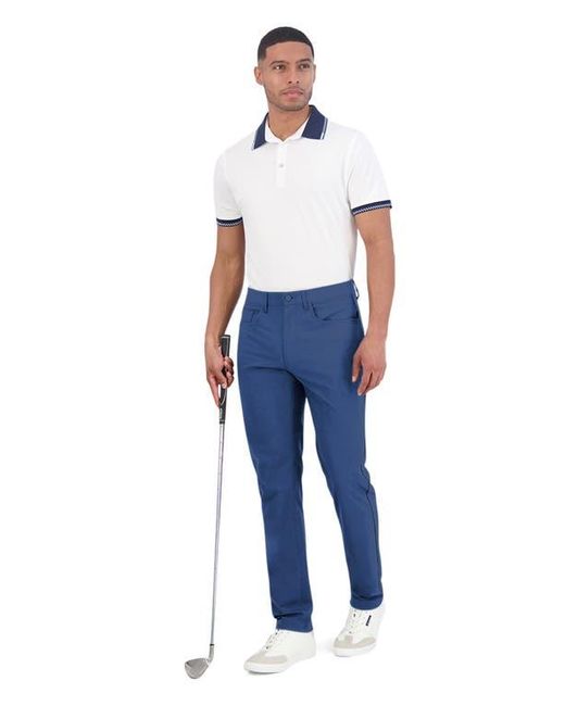 Ben Sherman Blue Solid 4-Way-Stretch Tech Golf Pants for men