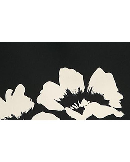 London Times Black Floral Sleeveless Twist Front Scuba Midi Dress