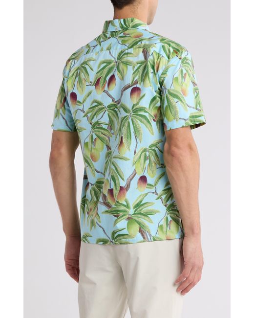 Kahala Green Mango Mele Short Sleeve Cotton Button-up Shirt for men