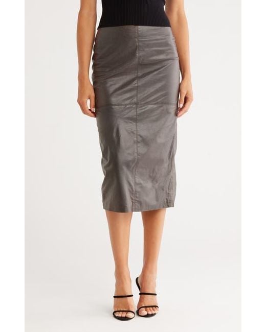 Twp Gray Lola Leather Pencil Skirt