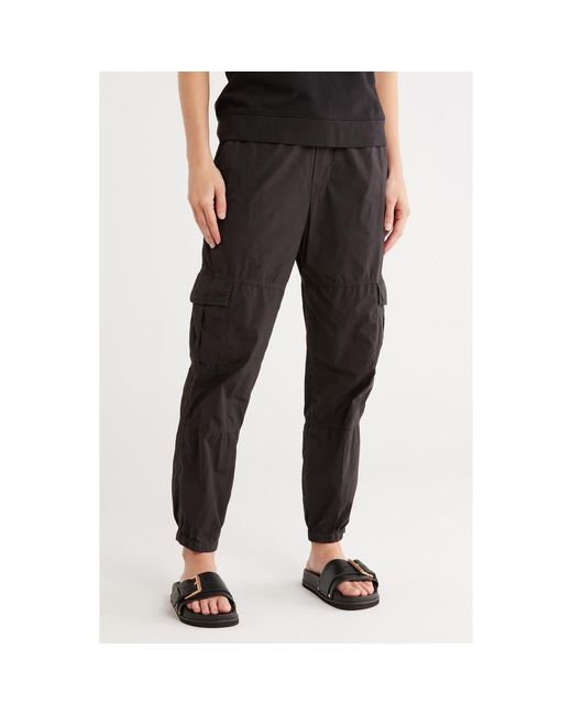 James Perse Black Stretch Poplin Cargo Pants