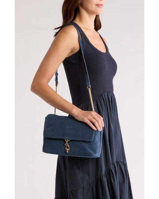 Rebecca Minkoff Blue Edie Suede Flap Shoulder Bag