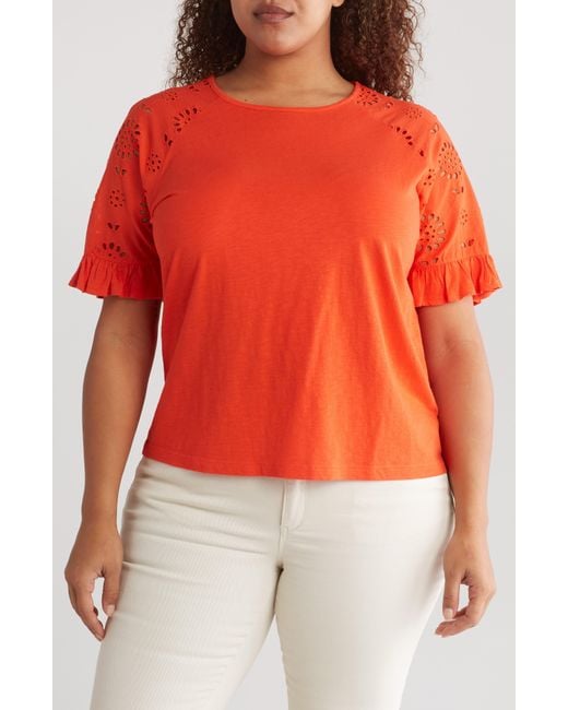 Caslon Red Eyelet Sleeve Top