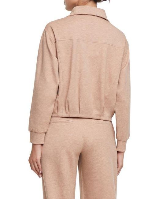 Three Dots Natural Bubble Hem Full Zip Jacket