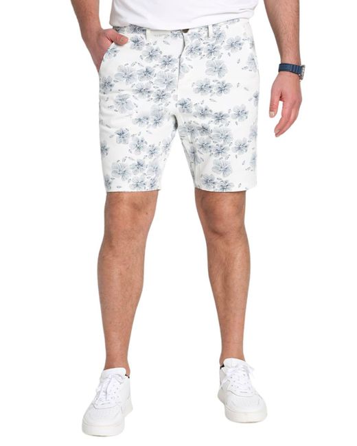 Jachs New York White Floral Print Stretch Twill Shorts for men