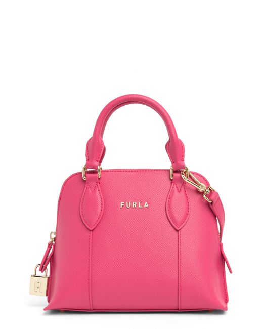 Furla Leather Vittoria Top Handle Dome Crossbody Bag In Shock G At