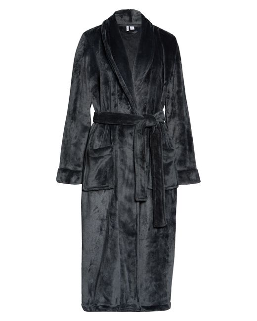 Nordstrom Fleece Bliss Plush Robe In Grey Magnet At Rack in Black | Lyst