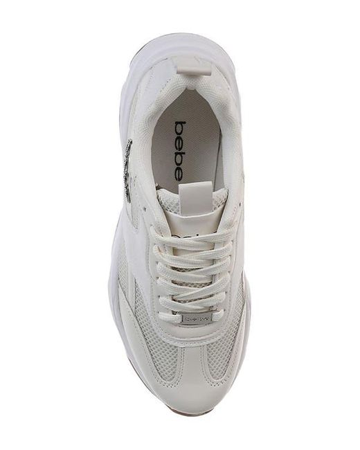 Bebe White Mixed Media Sneaker