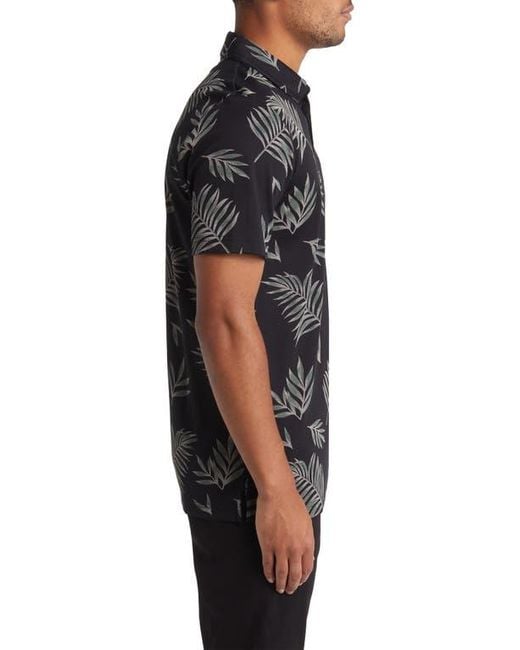 Travis Mathew Black Resort Town Leaf Print Golf Polo for men
