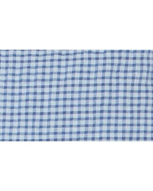 Melrose and Market Blue Cinch Tie Front Ruffle Hem Top