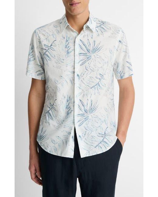 Vince White Short Sleeve Cotton & Lyocell Button-Up Shirt for men