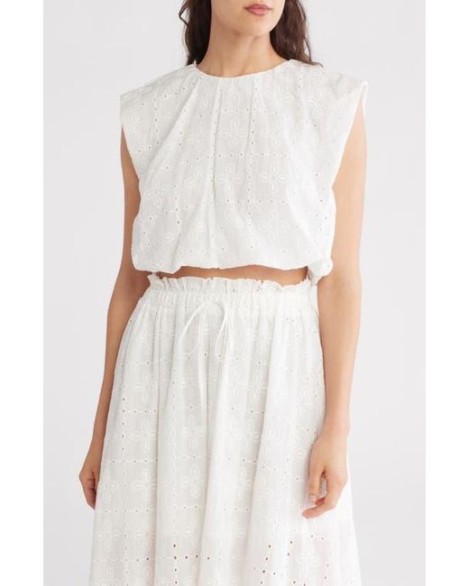 Blu Pepper White Eyelet Bubble Top