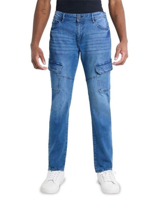 Xray Jeans Blue Slim Fit Cargo Jeans for men