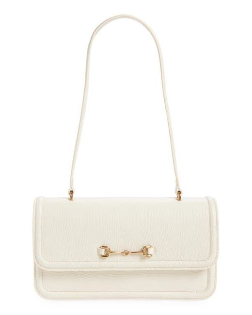 Sam Edelman Natural Loraine Flap Embossed Faux Leather Shoulder Bag