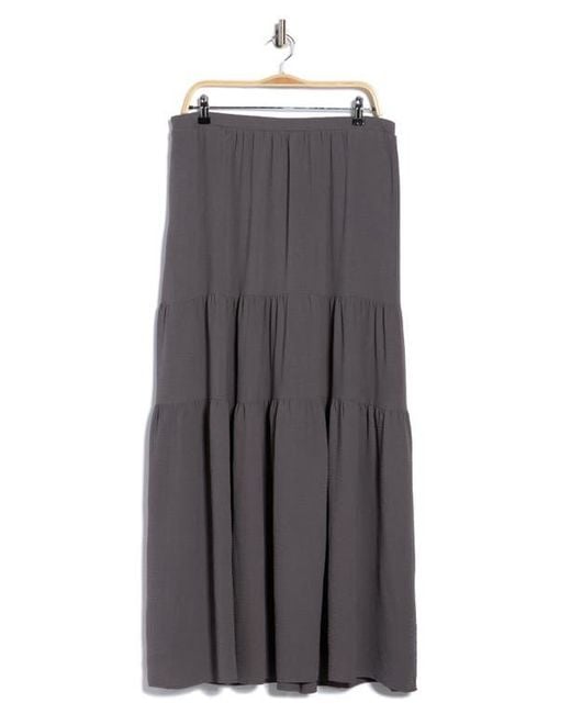 Bobeau Gray Pocket Tiered Maxi Skirt
