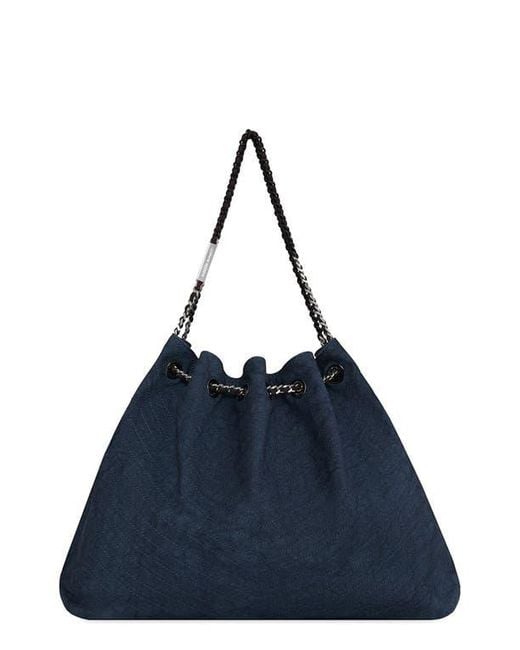 Rebecca Minkoff Blue Chevron Stitch Slouchy Leather Tote