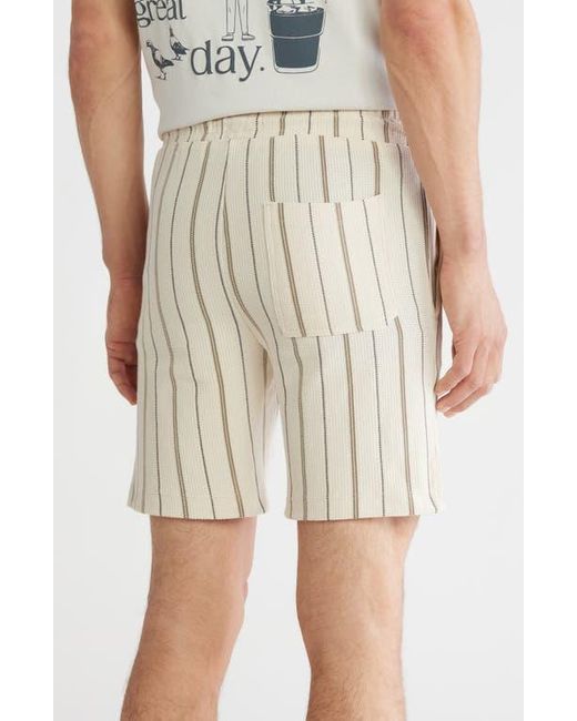 Denim and Flower Natural Textured Stripe Drawstring Shorts for men