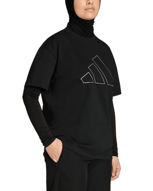 Adidas Black Power Essentials Workout Oversize Logo T-Shirt