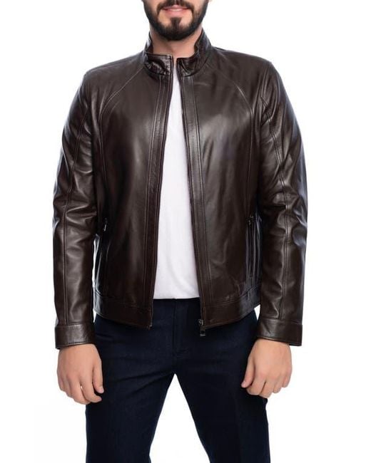 VELLAPAIS Black Smooth Leather Jacket for men